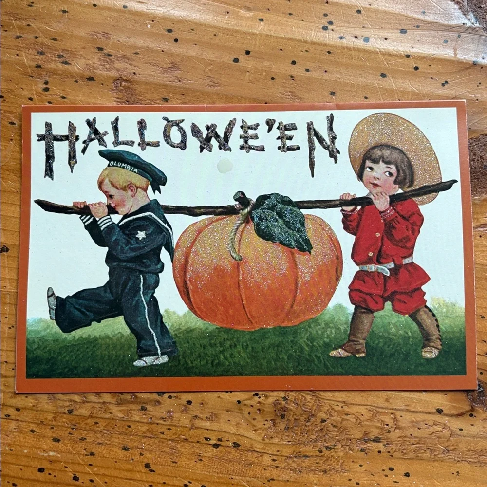 Set of 6 Vintage Looking Halloween Cards, 5” x 8”, Old World Christmas